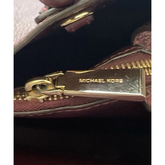 Vintage MICHAEL KORS Mercer Gallery Burgundy Oxyblood Leather Zip Tote Bag - Picture 11 of 16